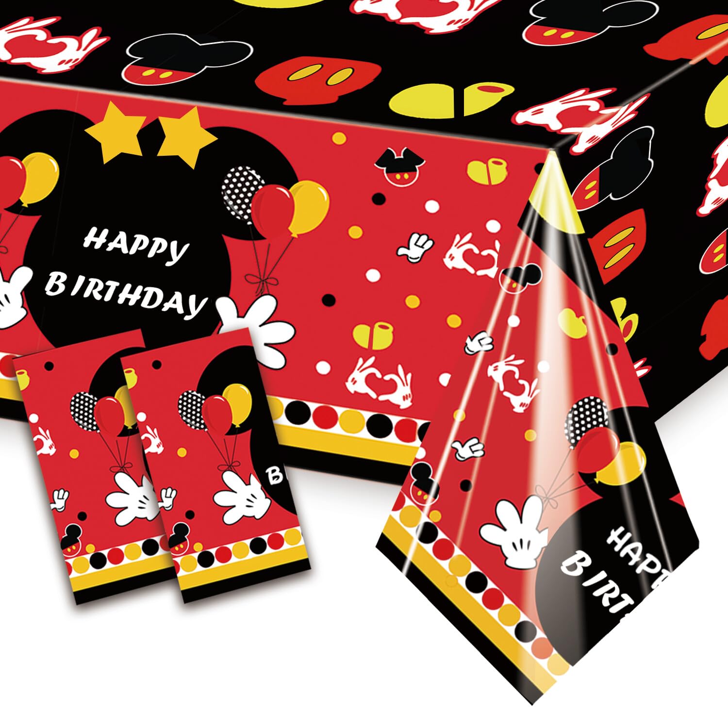 XXDecor 2 Pack Red Cartoon Birthday Party Tablecloths - Rectangular Disposable Plastic Table Cover for Baby Shower Boys 1st 2nd 3rd 4th 5th 6th