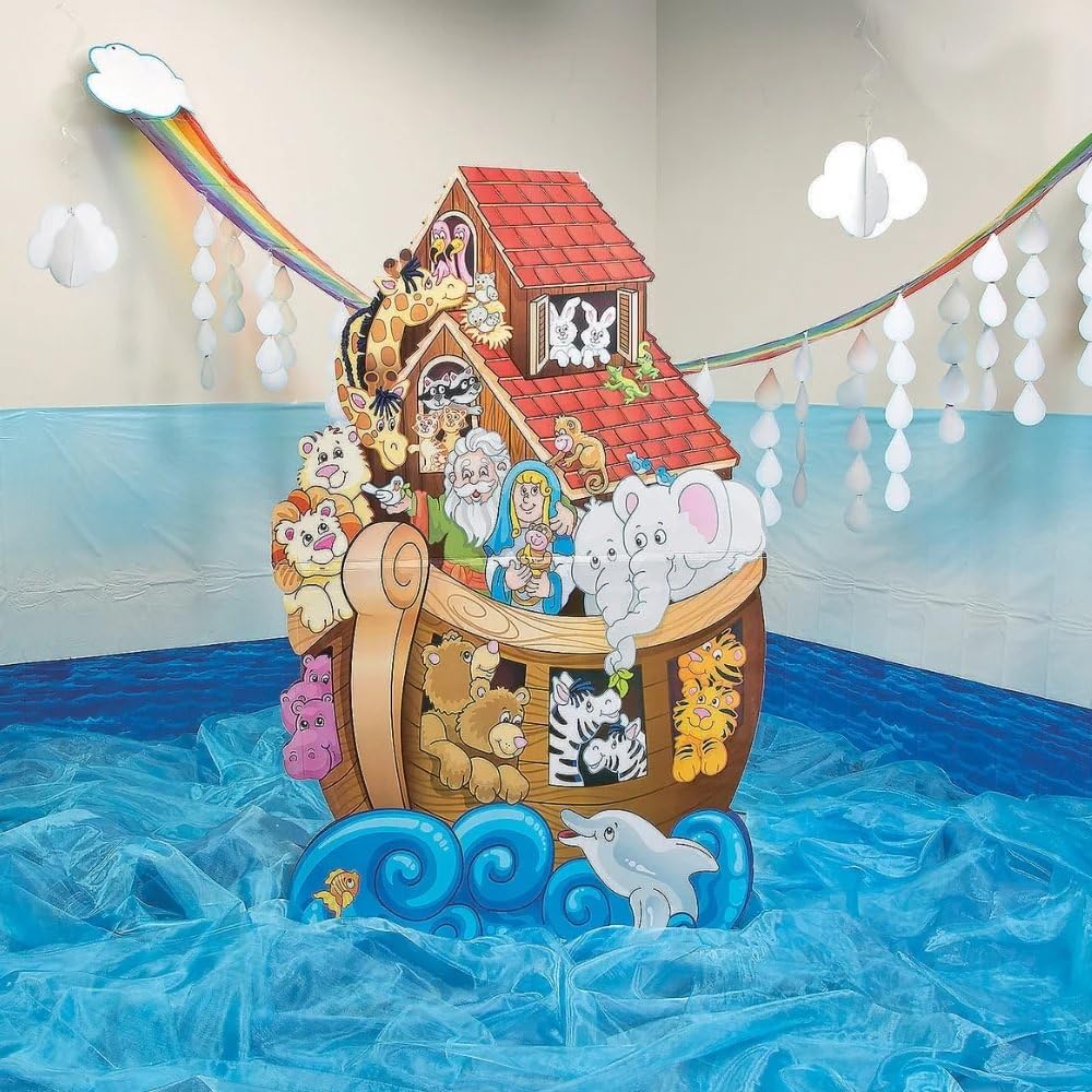 Fun Express Rainbow Cloud & Raindrops Ceiling Hanging Decorations, 12'x32