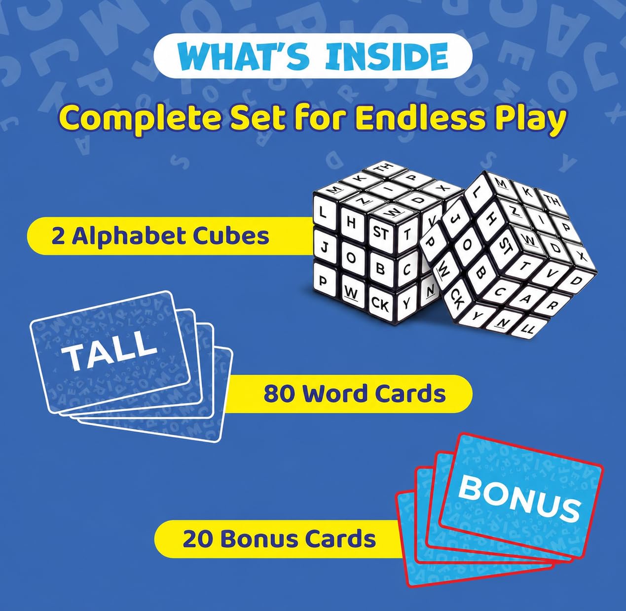 Wordix Words Game Cube for Kids, 2 Player Matching Letter Cube Racing Game with 100 Flash Cards, Educational Spelling & Reading Alphabet Learning Fun
