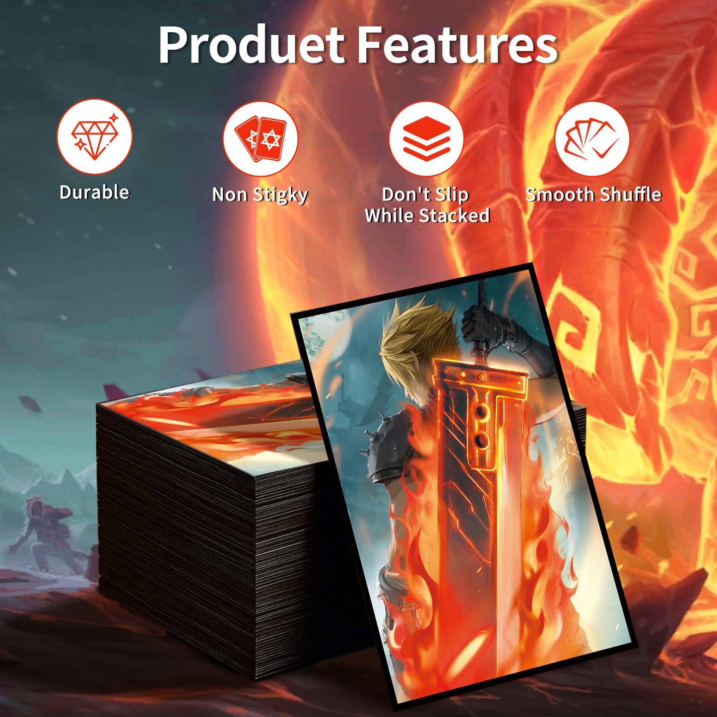 MTG Card Sleeves(Fantasy) Art Card Sleeves Deck Protector, Clear Front & Matte Back, Smooth Shuffle