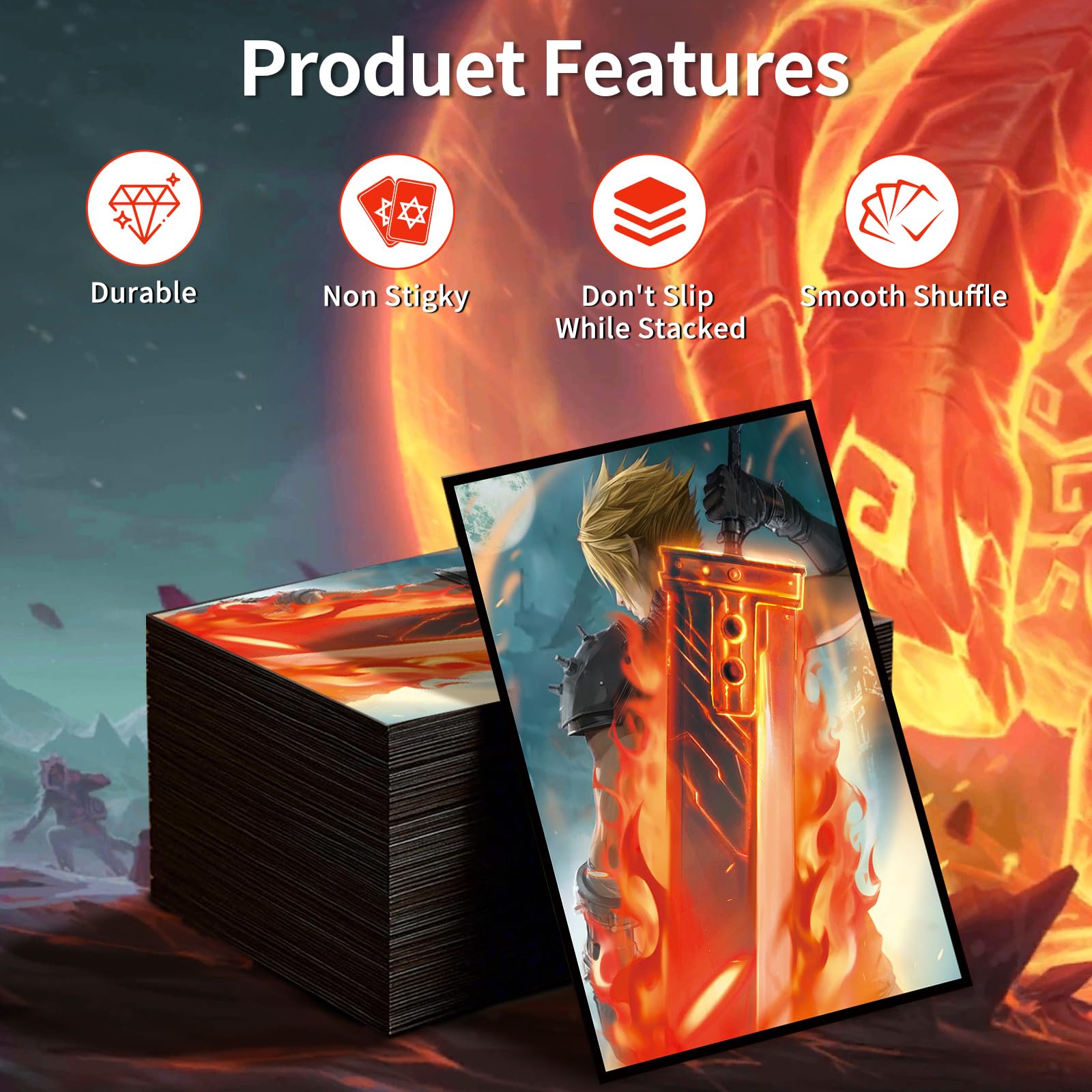 MTG Card Sleeves(Fantasy) Art Card Sleeves Deck Protector, Clear Front & Matte Back, Smooth Shuffle