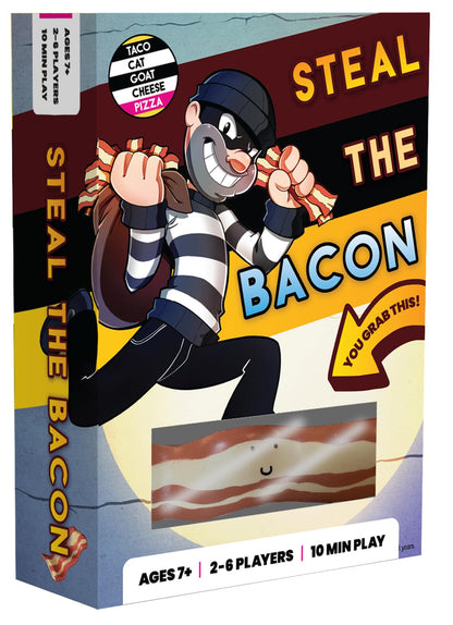 Steal The Bacon Card Game - by Taco Cat Goat Cheese Pizza - Fun Family Games for Kids and Adults - Who Doesn’t Love Bacon? Easy to Learn & Great Gift