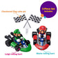 DecoSet® Mario Kart™ Cake Topper, 3 Piece Cake Decoration with Race Kart Toppers & Checkered Flag Decoration, Collectible Character Karts for Hours