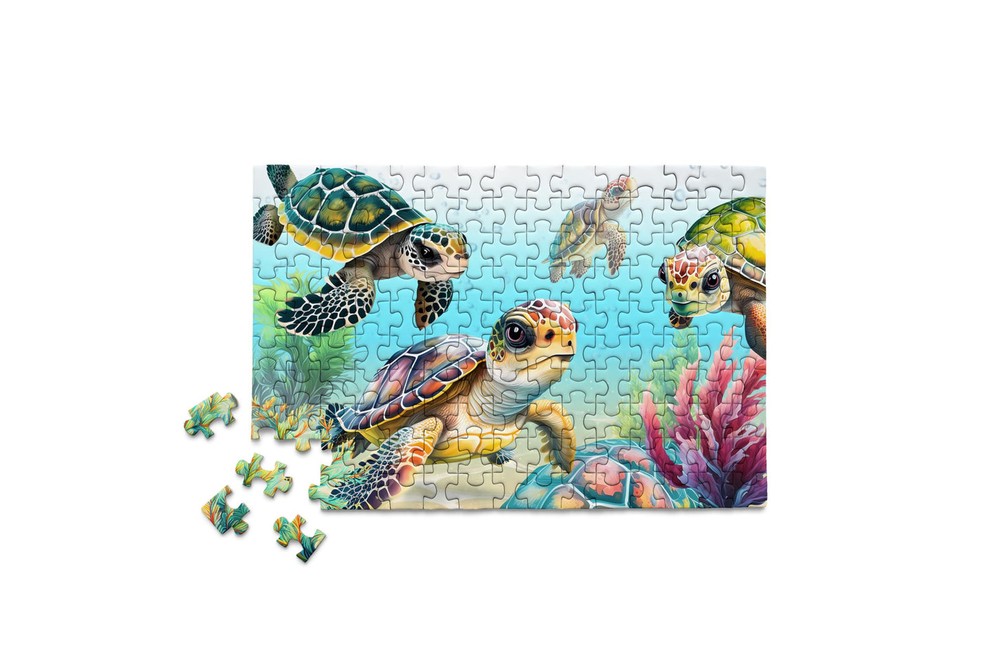 Micro Puzzles Flippin' Awesome Sea Turtles Mini Jigsaw Puzzle for Adults - 150 Piece Small Pocket Puzzle 4x6 Inches, Cute Travel Puzzle, Unique Gift