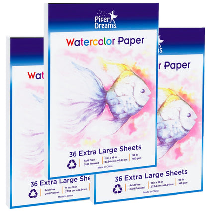 108 Jumbo Size Sheets (11" x 16") of Art Paper for Kids. Great as Watercolor Paper, Finger Painting, Drawing and Doodling - Heavy Stock, Loose White