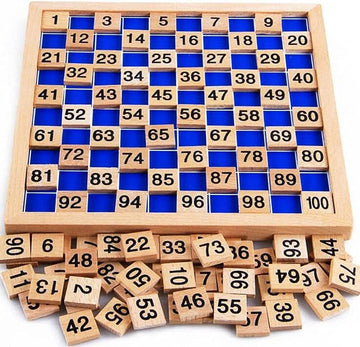 umbresen Wooden Toys Hundred Board Montessori 1-100 Consecutive Numbers Early Childhood Toys Digital Board for Kids with Storage Bag