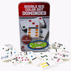 Toysery Double 6 Dominoes Set with Colored Dots. 28 Piece Set White Dominos for Kids with Tin Case. Educational Game Set
