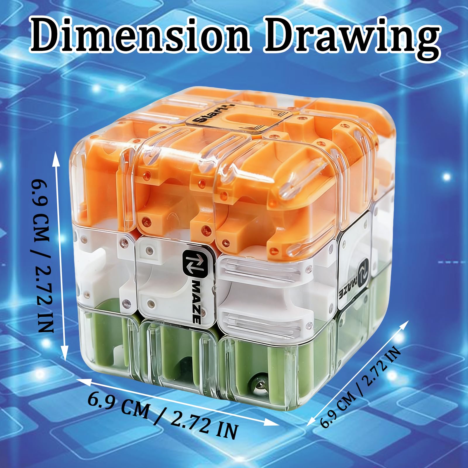 Large Labyrinth 3D Puzzles Maze Cube, 3D Puzzle Magic Cube & Ball, Engaging Brain Teaser Toy (Orange)