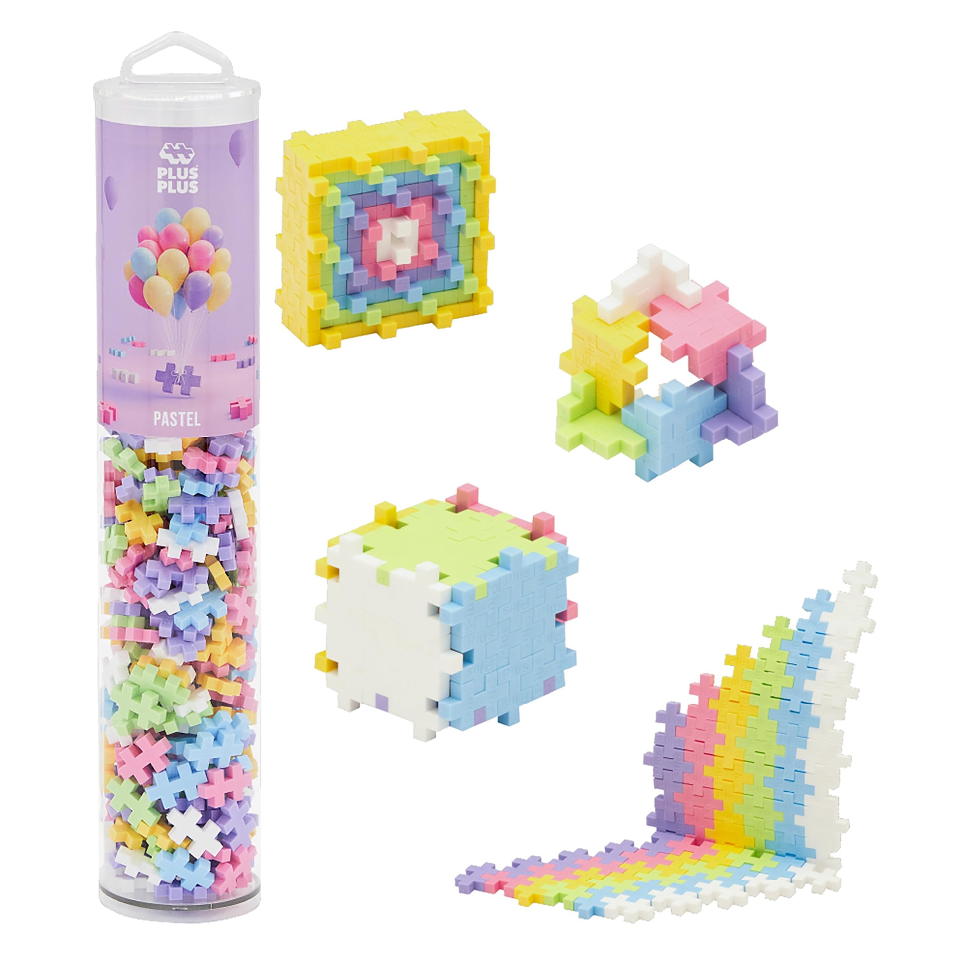 PLUS PLUS 240 Piece Pastel Mix Tube - Mini Interlocking Building Blocks Set, Stem Toys for Kids - Sensory Bin Fillers/Math Manipulatives Classroom