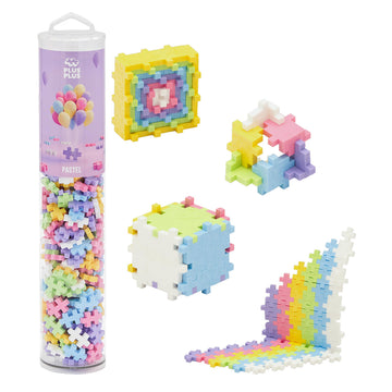PLUS PLUS 240 Piece Pastel Mix Tube - Mini Interlocking Building Blocks Set, Stem Toys for Kids - Sensory Bin Fillers/Math Manipulatives Classroom