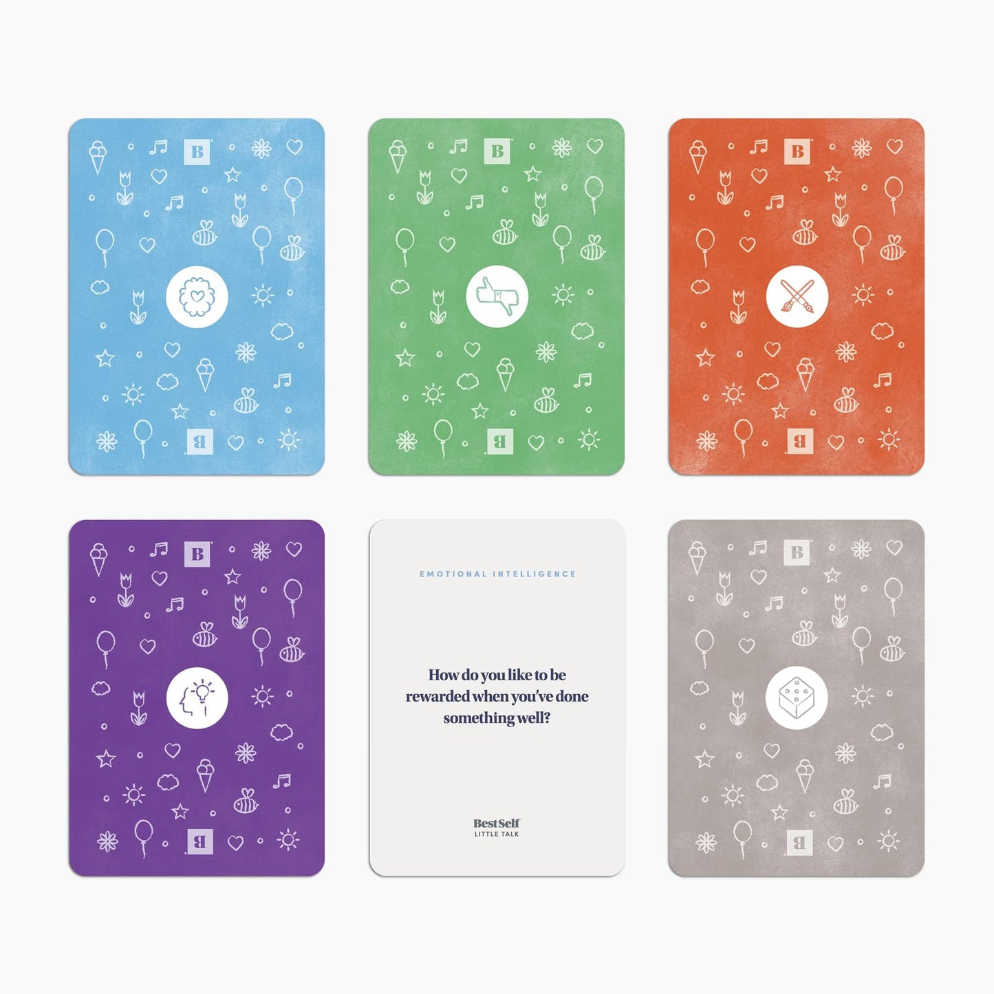Little Talk Conversation Cards for Kids - 170 Prompts for Social Skills, Family Games, Travel & Therapy - BestSelf Deck for Ages 4-12, ADHD Tools