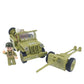 General Jim's WW2 US Army 4x4 Vehicle & Artillery Set Army Green Military Trucks with Tow Cannons, 2 Figures & Custom Weapons Brick Building Set