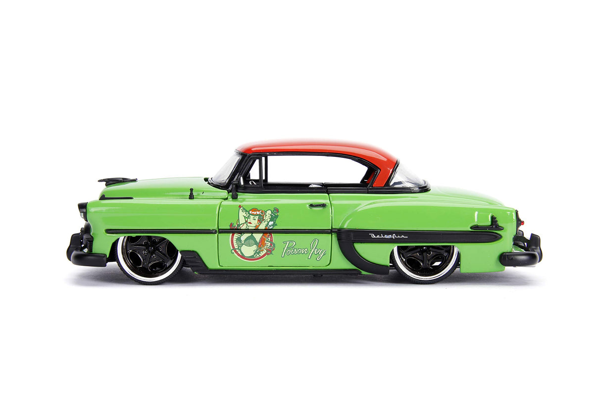 Jada Toys DC Comics Bombshells Poison Ivy & 1953 Chevy Bel Air Die-cast Car, 1:24 Scale Vehicle, 2.75” Collectible Figurine 100% Metal, Green