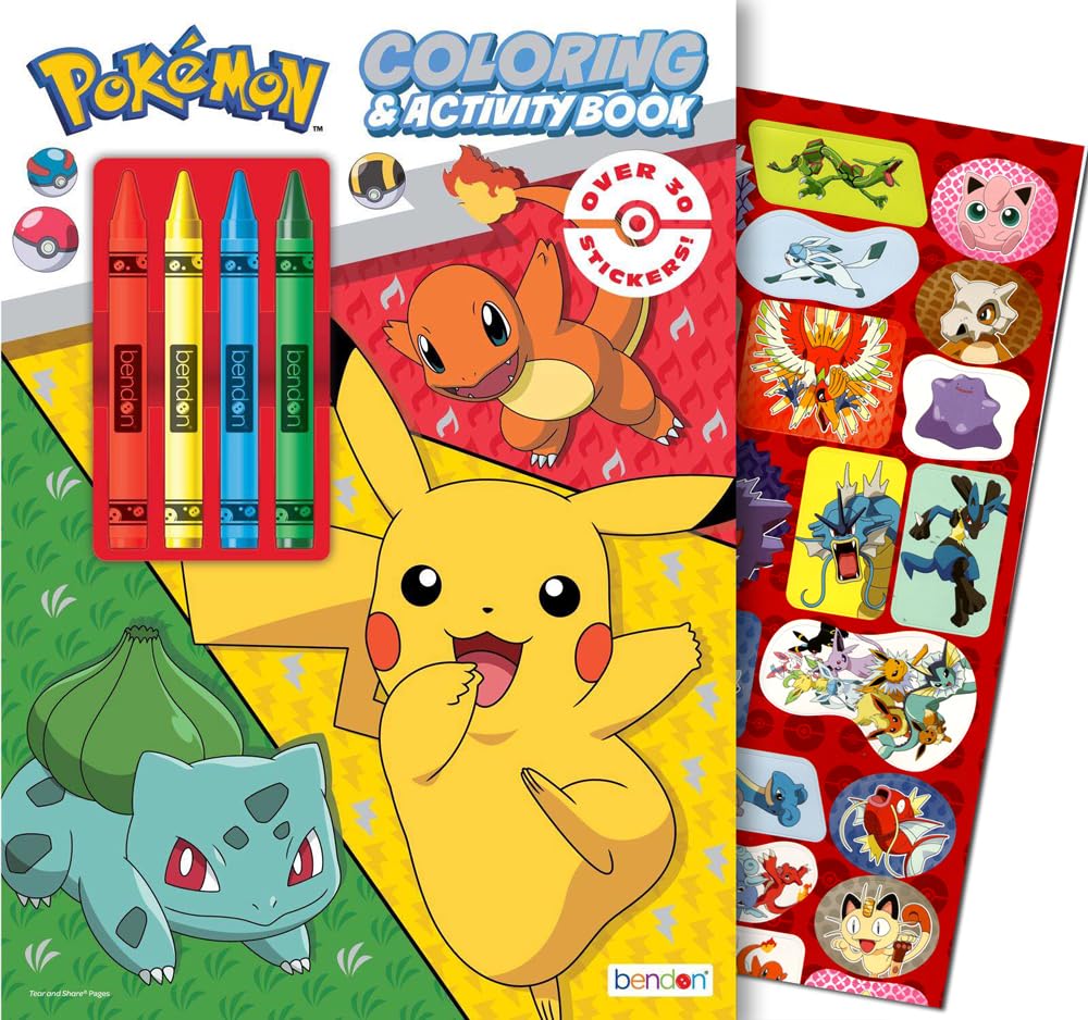 Kids Coloring & Activity Books for Boys Ages 4-8 Featuring Sonic The Hedgehog,Pokemon Bundle with Coloring Utensils, Stickers, and More