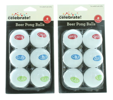 12ct Beer Pong Balls White w/Sayings Drinking Game College Frat Party Novelty