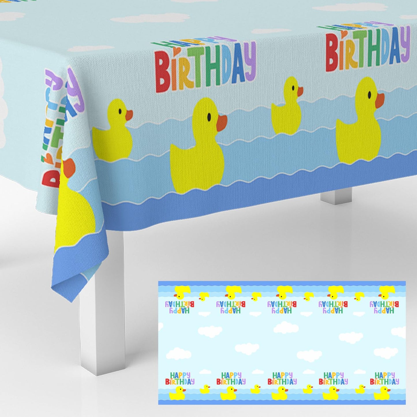 GZBJMYGS uck Happy Birthday Tablecloth Duck Animal Plastic Supplies Animal Theme Baby Shower Boys Girls Blue Birthday Party Supplies Party Picnic