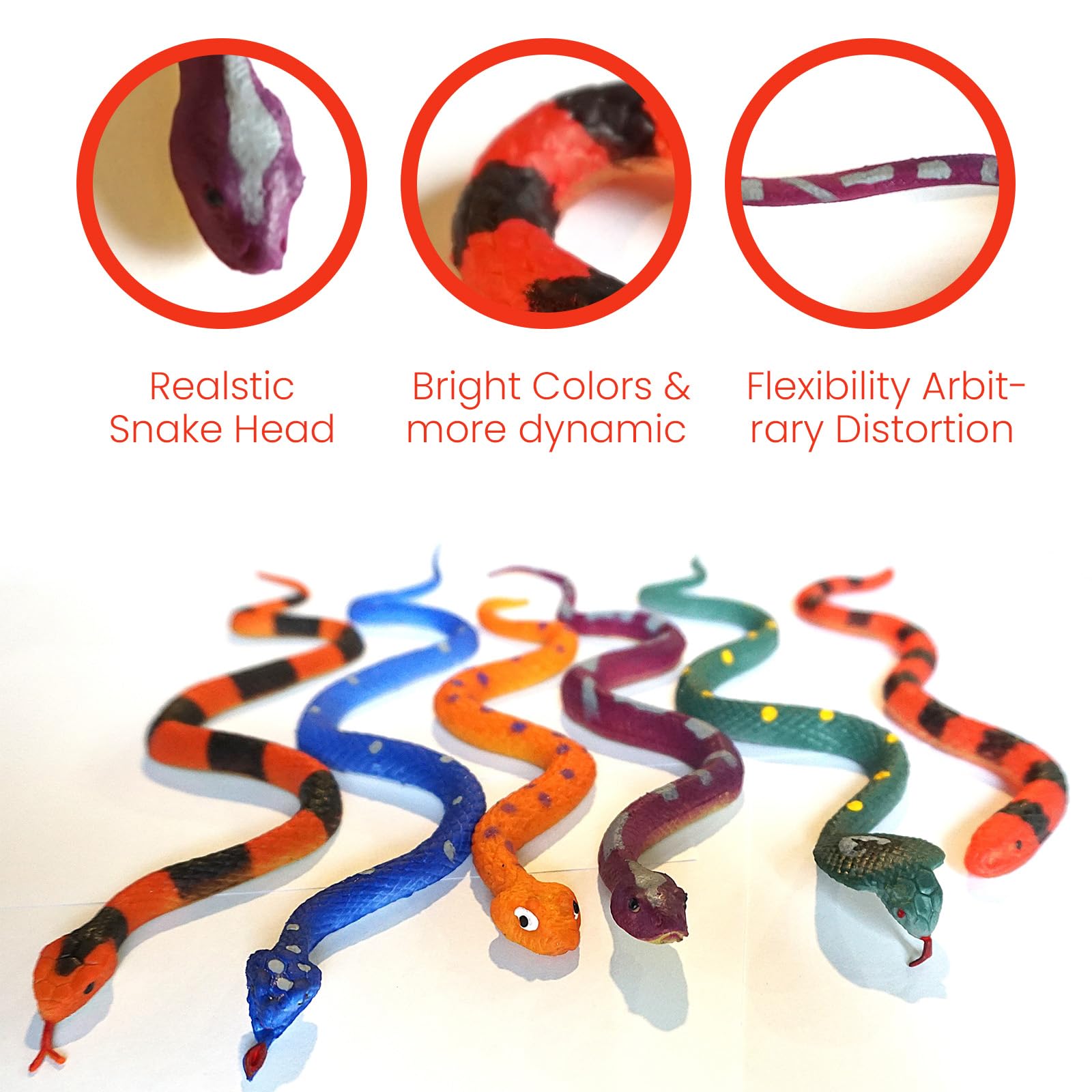Color Changing Snake Toys, 6 Pack Stretchy Sensory Fidgets for Kids