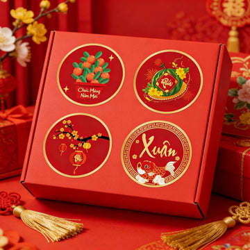 KYMY 2026 Vietnamese New Year Stickers, 180pcs T?t Vi?t NAM Spring Festival Paper Decals, Lunar New Year Zodiac Horse Round Labels for Party Favors