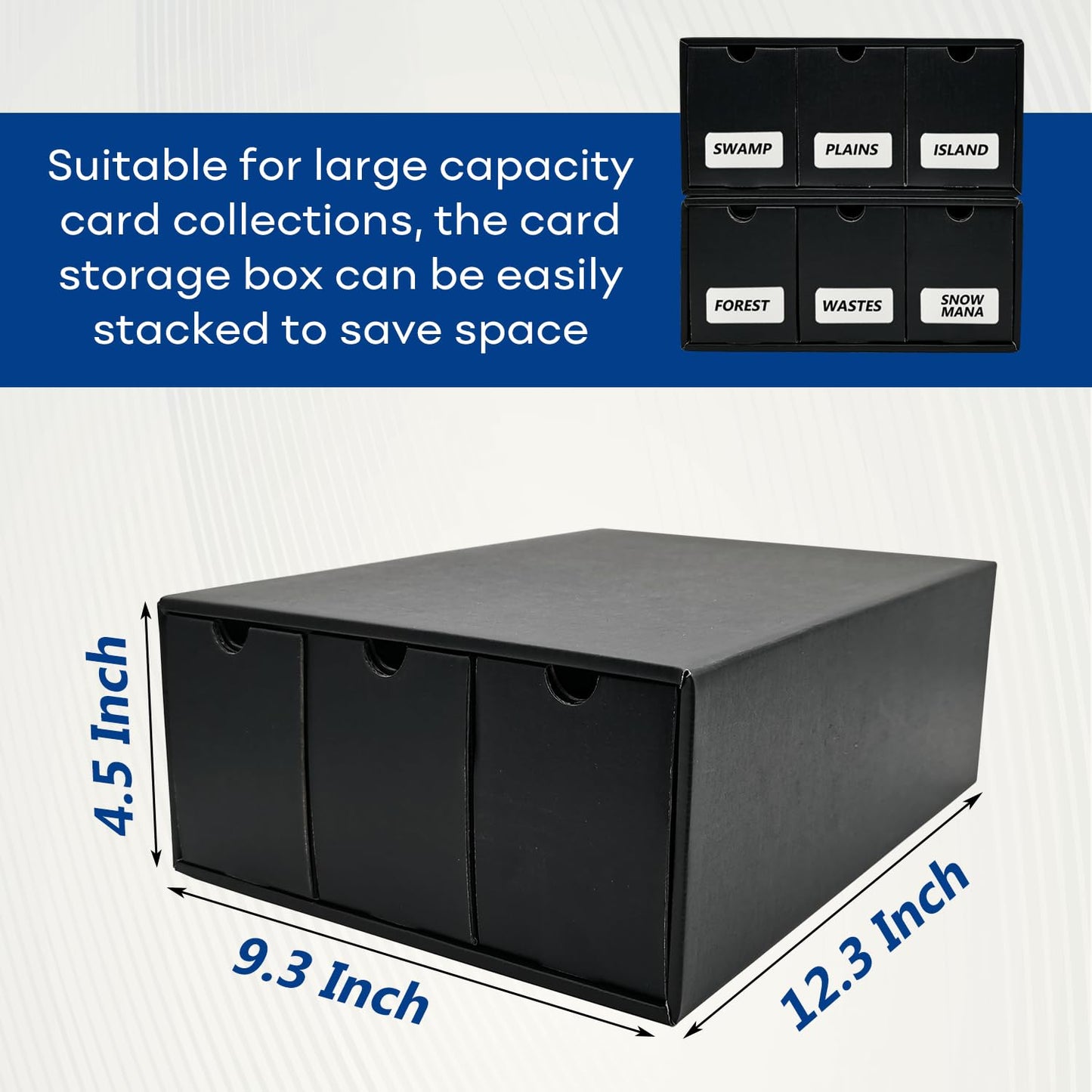 Fageverld Trading Card Storage Box, Collector Cardboard Card Box with 50 Dividers for MTG TCG Magic Baseball Sports Cards Collection, 12 Drawers