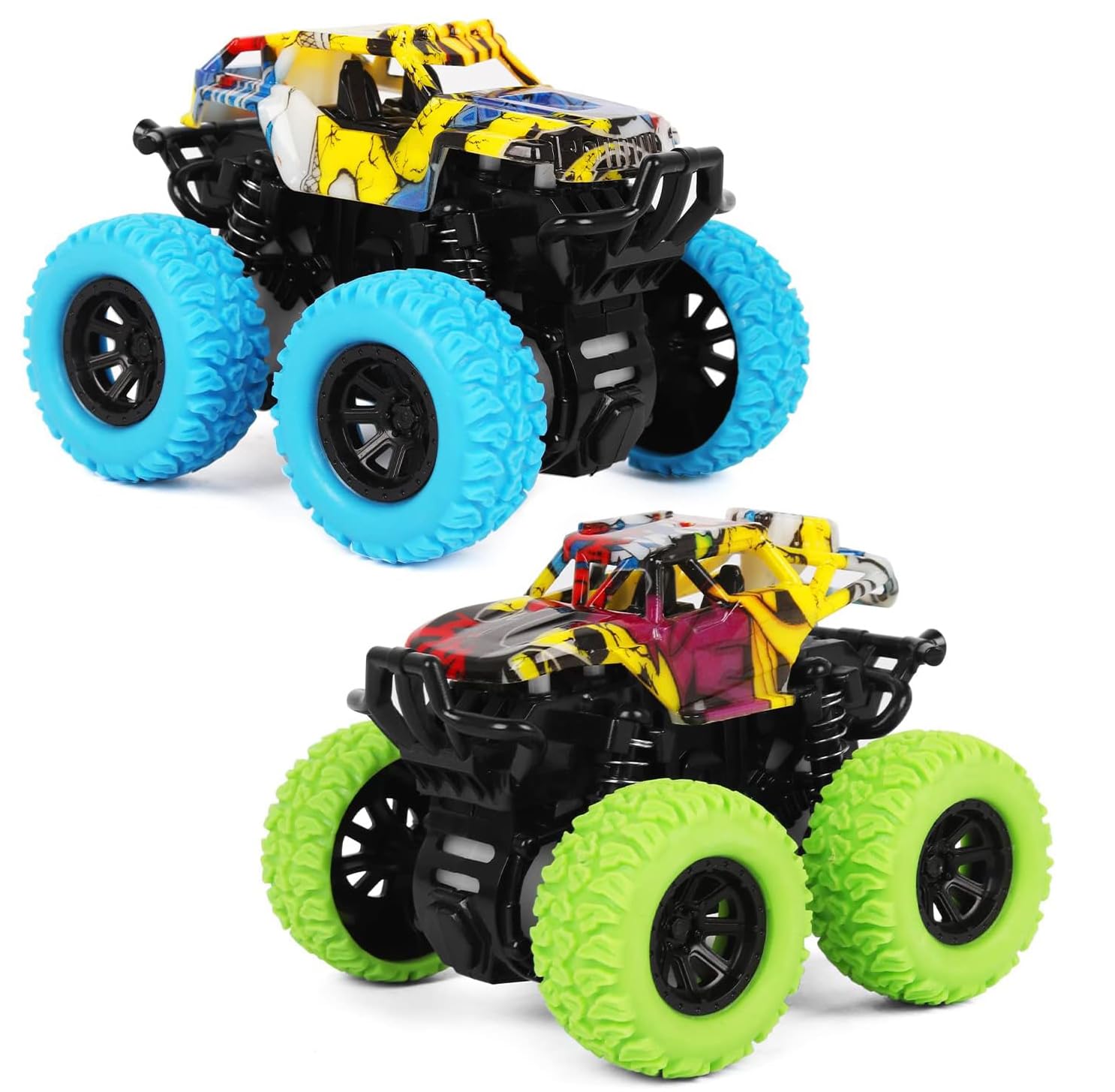 Monster Truck Toy Friction Car for Kid Toddler 360° Rotating (2 Pack)