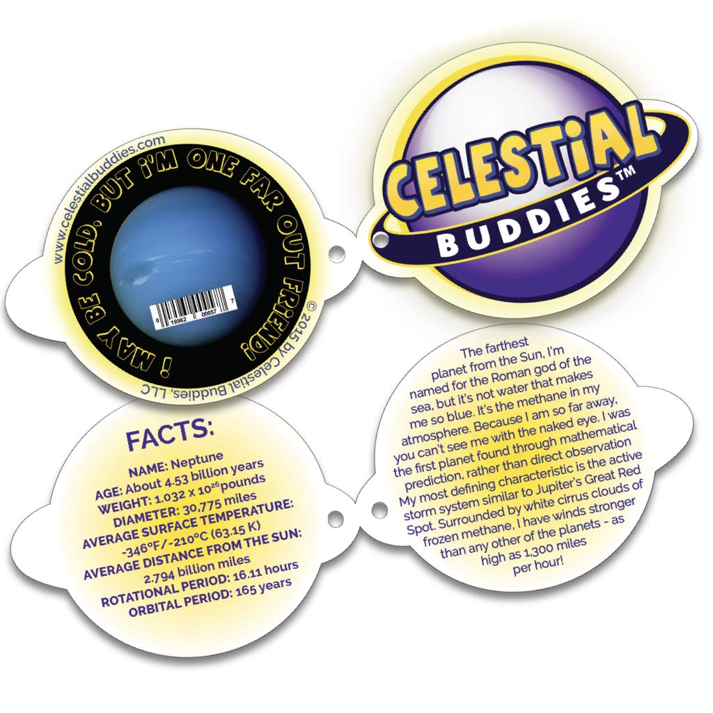 Celestial Buddies Neptune Buddy | 10" Soft Stuffed Plush, Embroidered Features, Fun Planet Facts Tag for Kids - STEM Learning, Educational Gift