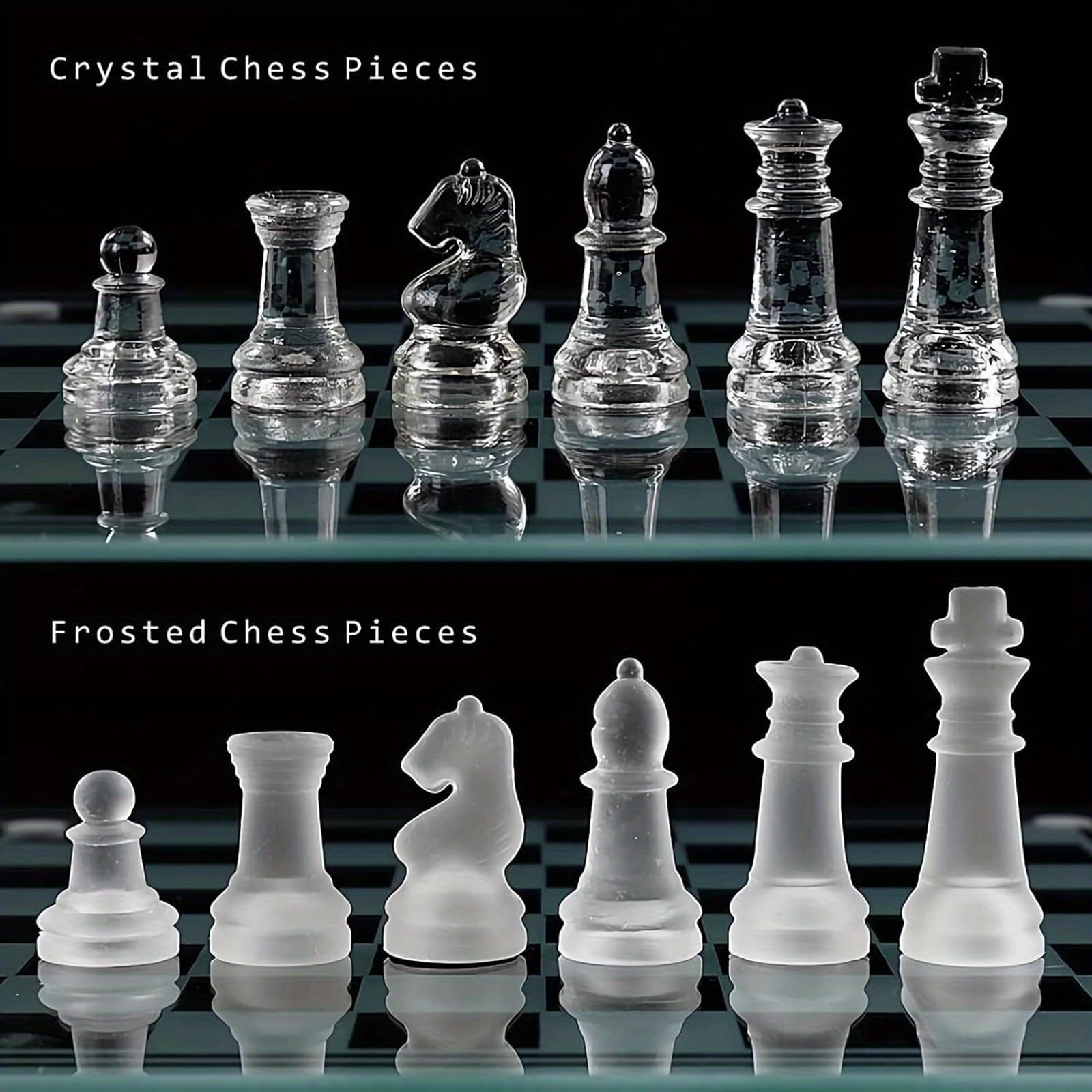 Elegant 10-Inch Glass Chess Set - Premium Quality Board Game for Adults, Ideal Gift for Chess Lovers & Stylish Home Decor