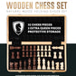 Chess Armory Wooden Chess Set 15 Inch - Classic Handcrafted Game Board for Adults with Extra Queen Pieces and Storage Box - Ideal for Home and Travel