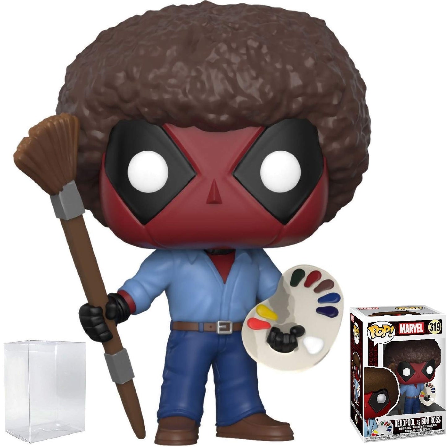Funko Pop! Marvel X-Men: Deadpool Playtime - Bob Ross Deadpool Vinyl Figure (Bundled with Compatible Box Protector Case), Multicolor, 3.75 inches