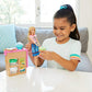 Barbie Noodle Bar Playset with Blonde Doll, Workstation, 2 White and Green Dough Containers, 2 Bowls, Play Knife and 2 Pairs of Chopsticks for Ages 4