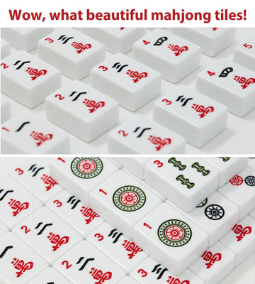 CIGOCIVI 166 American Mahjong Tiles Only with Portable Bag & 3 Dice, 1.2" Mahjong Set for Party, Gift for Friends or Family (Blue)