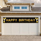 Happy Birthday Banner - 118"x20" Waterproof, Windproof & Tear-Resistant Polyester Sign for Men, Women, Boys & Girls, Black & Gold Indoor/Outdoor