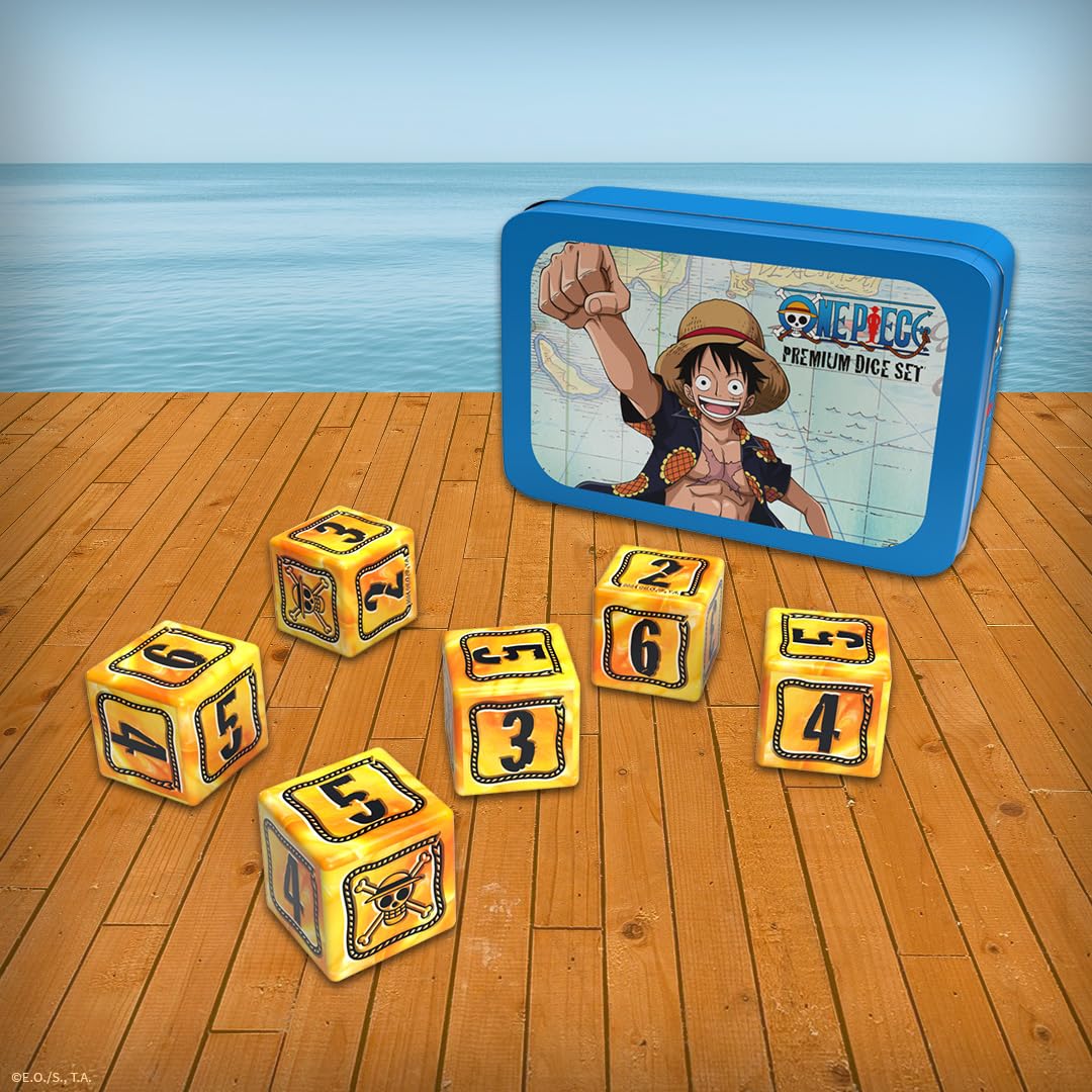 One Piece Premium Dice Set, Custom Dice with Collectible Monkey D. Luffy Tin Case, Based on The Japanese Manga and Anime Series, Officially Licensed