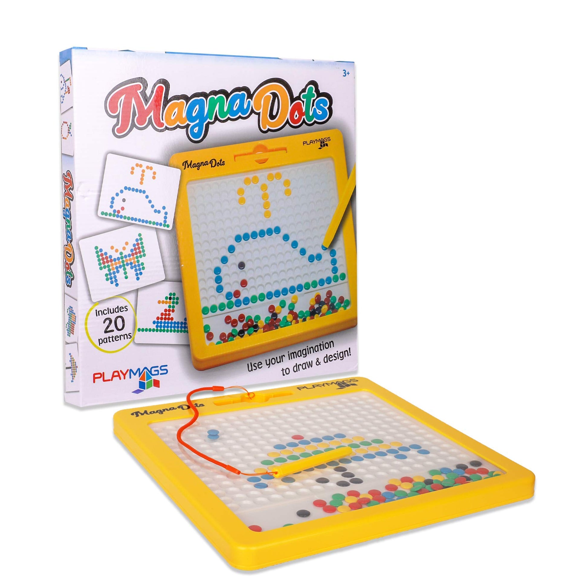 Playmags Large Magnetic Drawing Board for Kids - Magna Dots Doodle Board with Magnetic Pen - 12.5" Large Size with Kid Safe Magnets - Fun Toy Birthday