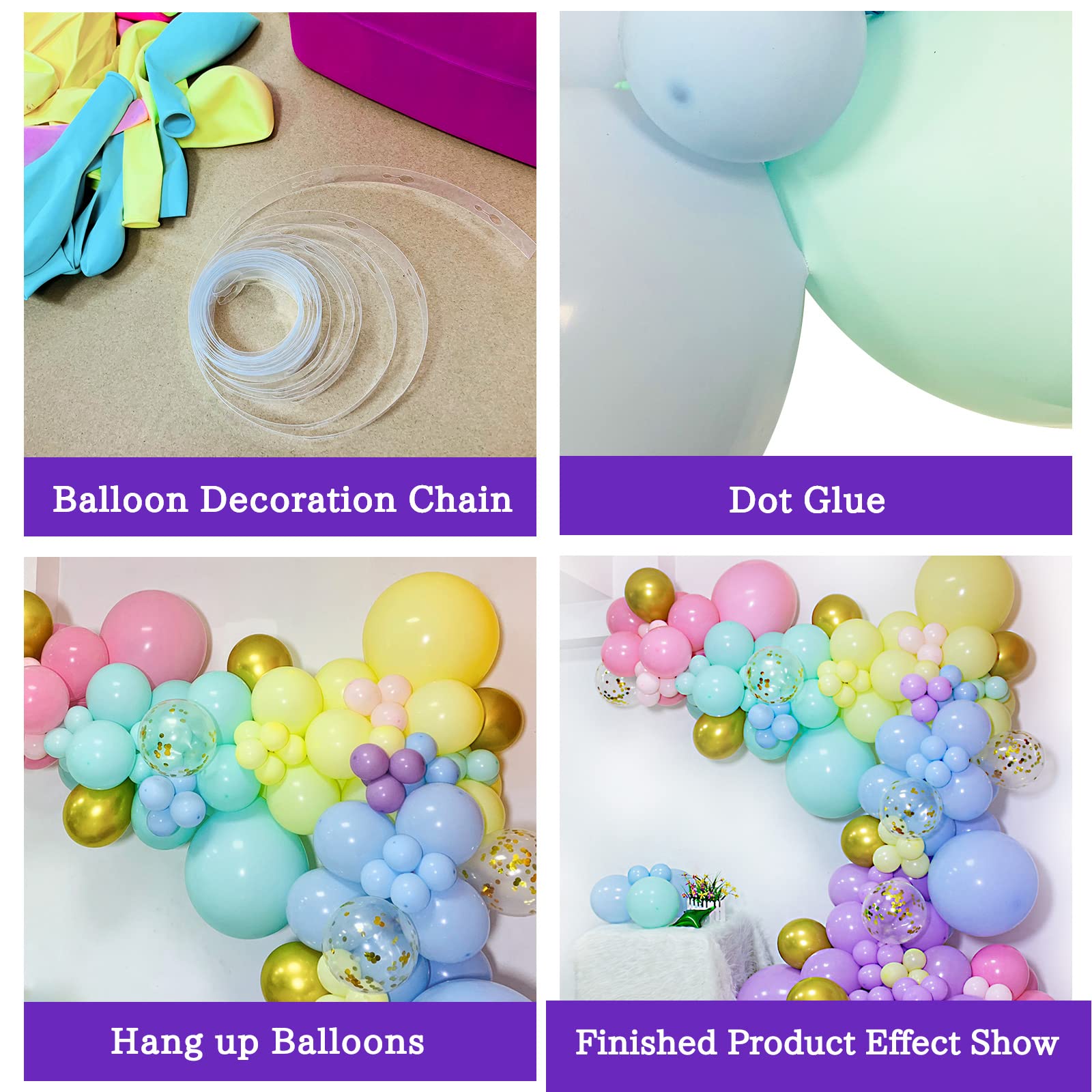 KAWKALSH 219Pcs Rainbow Balloons Garland Arch Kit Different Sizes Latex Balloons Assorted Pastel Party Balloons Arch for Birthday Baby Shower Wedding