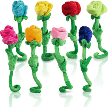 Tplay Rose Flower Plush for Toddlers: Bendable 0-Poke Encased Stems - Safe Worry-Free Play Toy - 15lbs Tear-Resistant Stuffed Bouquet Girl Gift 2-5