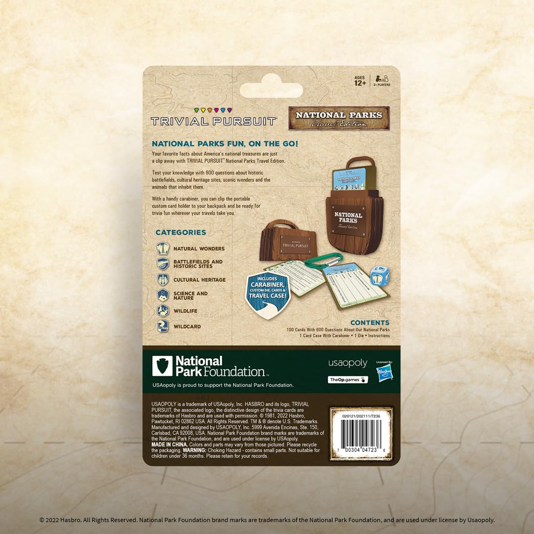 USAopoly Trivial Pursuit: National Park 100th Anniversary | Celebrating the National Park Service Centennial | 600 Trivia Questions & Fun Facts |