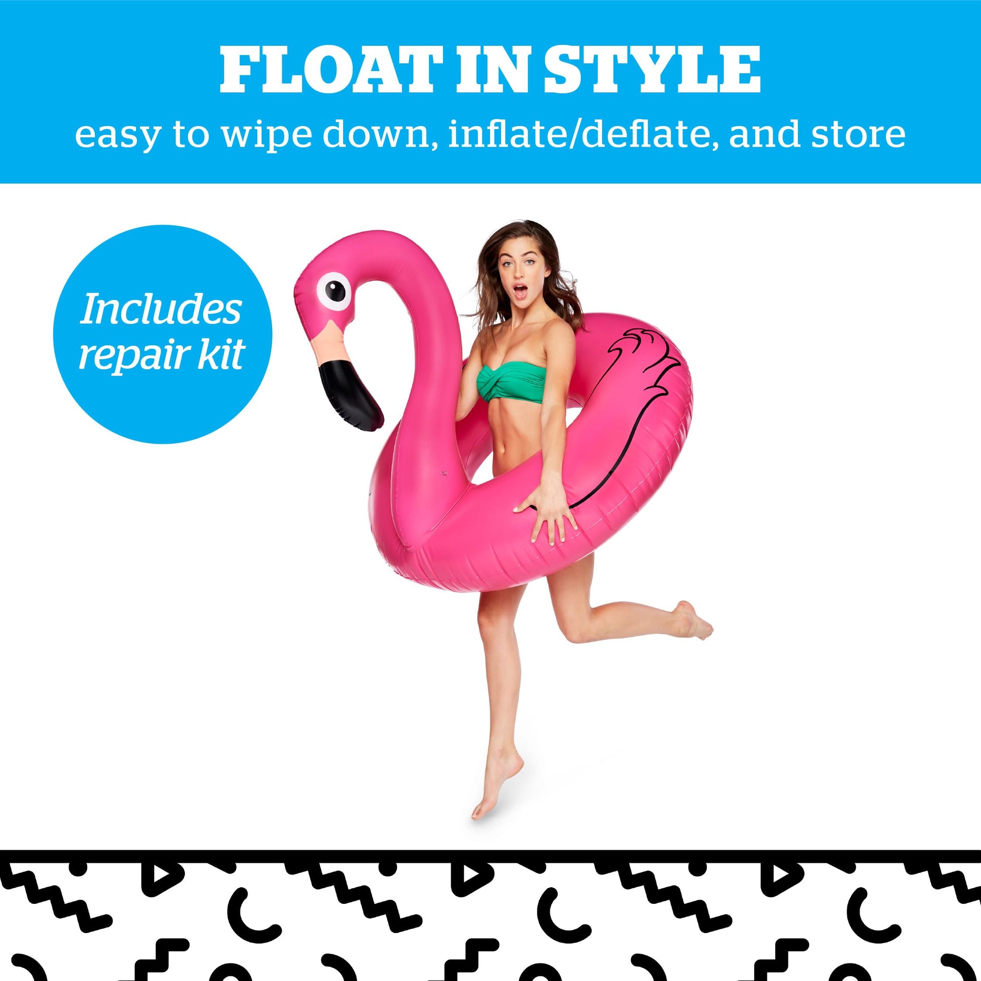 Giant Animal Pool Float, Inflatable Floatie Tube, Blow Up Swim Ring, Outdoor Summer Pool Party Water Toy - Pink Flamingo