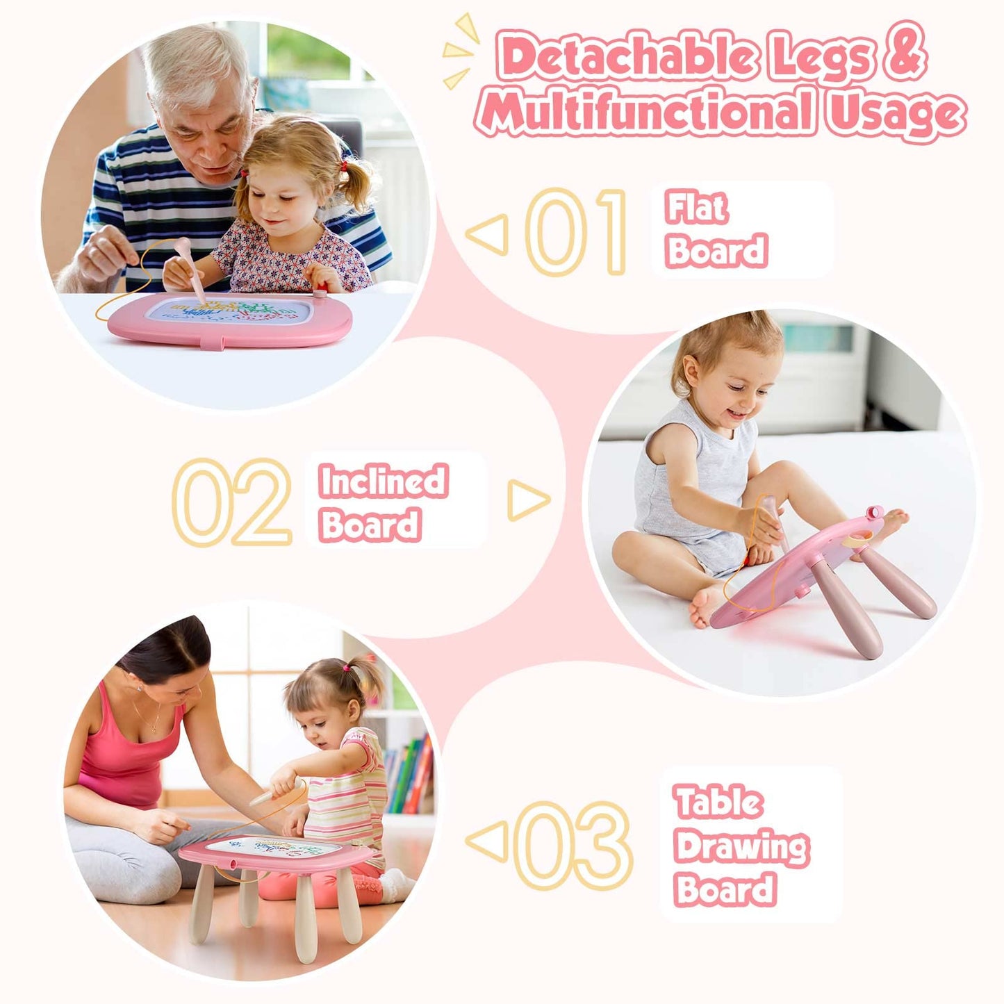 Smasiagon Toddler Toys Age 1-2, Magnetic Drawing Board, Early Learning Doodle Board Writing Painting Sketch Pad, Birthday Christmas Day Gifts for 1 2