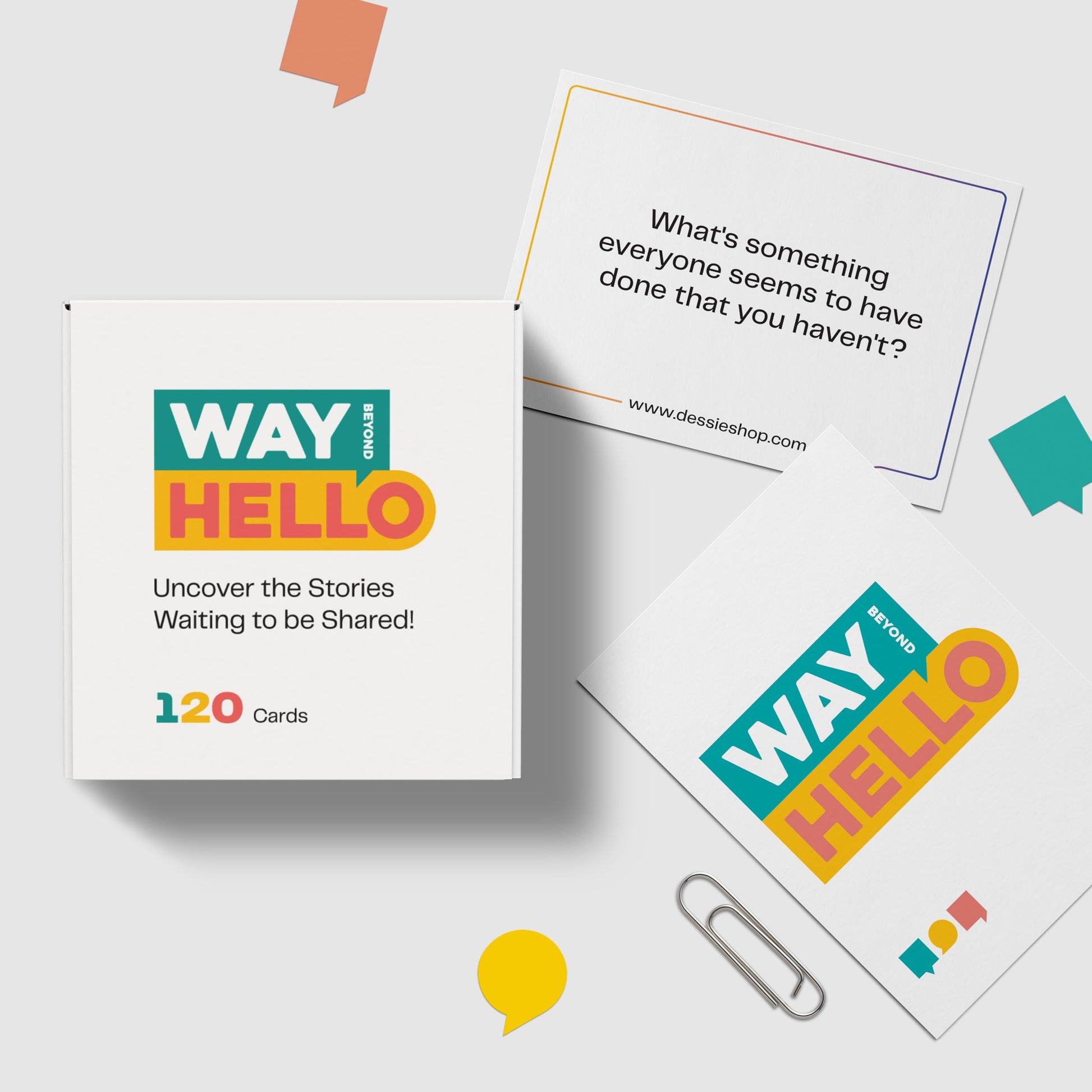 Dessie Way Beyond Hello: 120 Unique Conversation Cards, Therapy Games, and Questions for Couples, Families, and More. Perfect for Dinner Dates, Ice