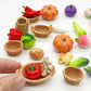 28Pcs Miniature Vegetable Figurines, Miniatures Kitchen Food, Fake Mini Vegetables, Resin Vegetables Model, Miniature Baskets Decor Set for Mini House