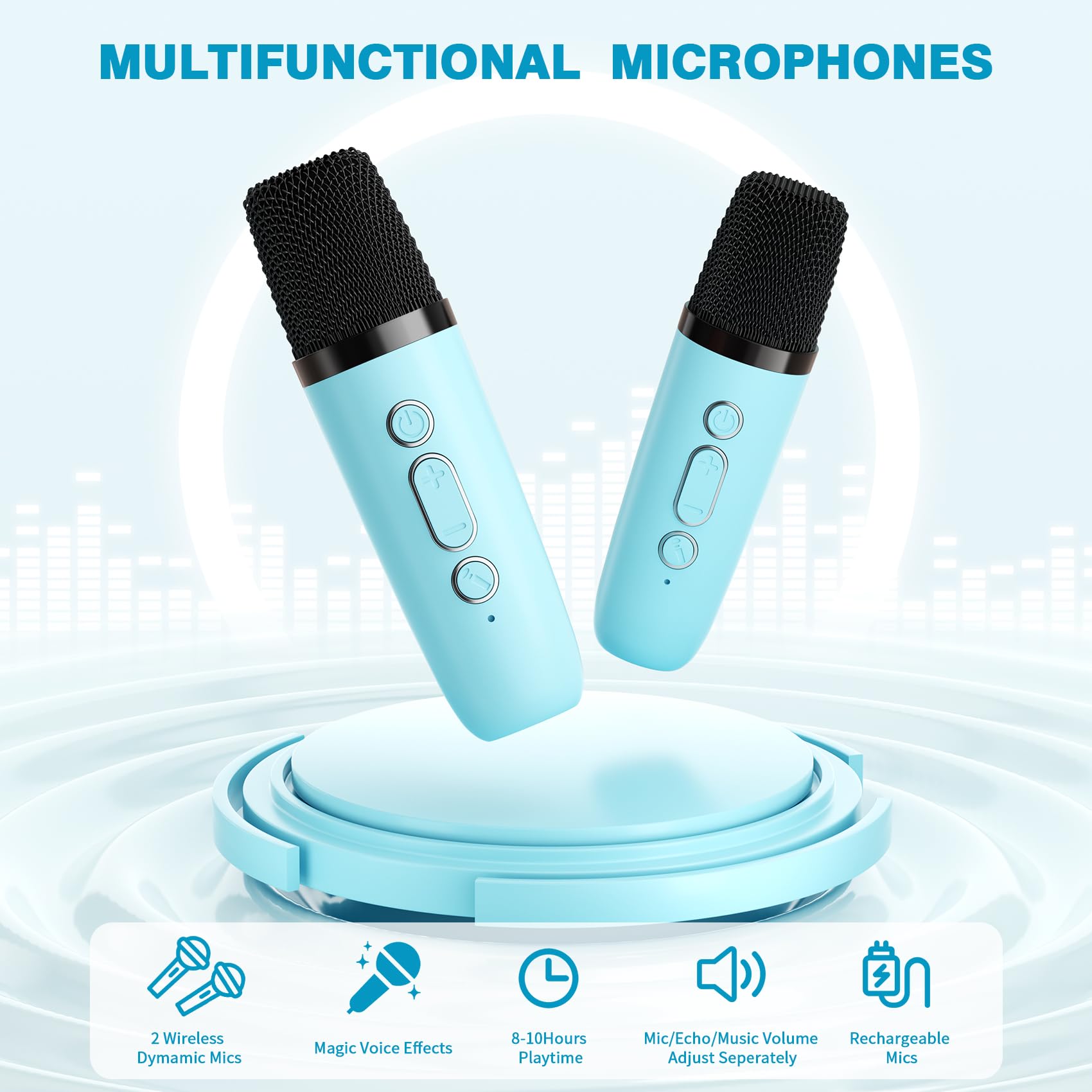 Mini Karaoke Machine with 2 Wireless Microphones, 2026 TOP Kids Portable Bluetooth Karaoke Machine for 3, 4, 5, 6, 7, 8, 9,10,11,12+Year Old