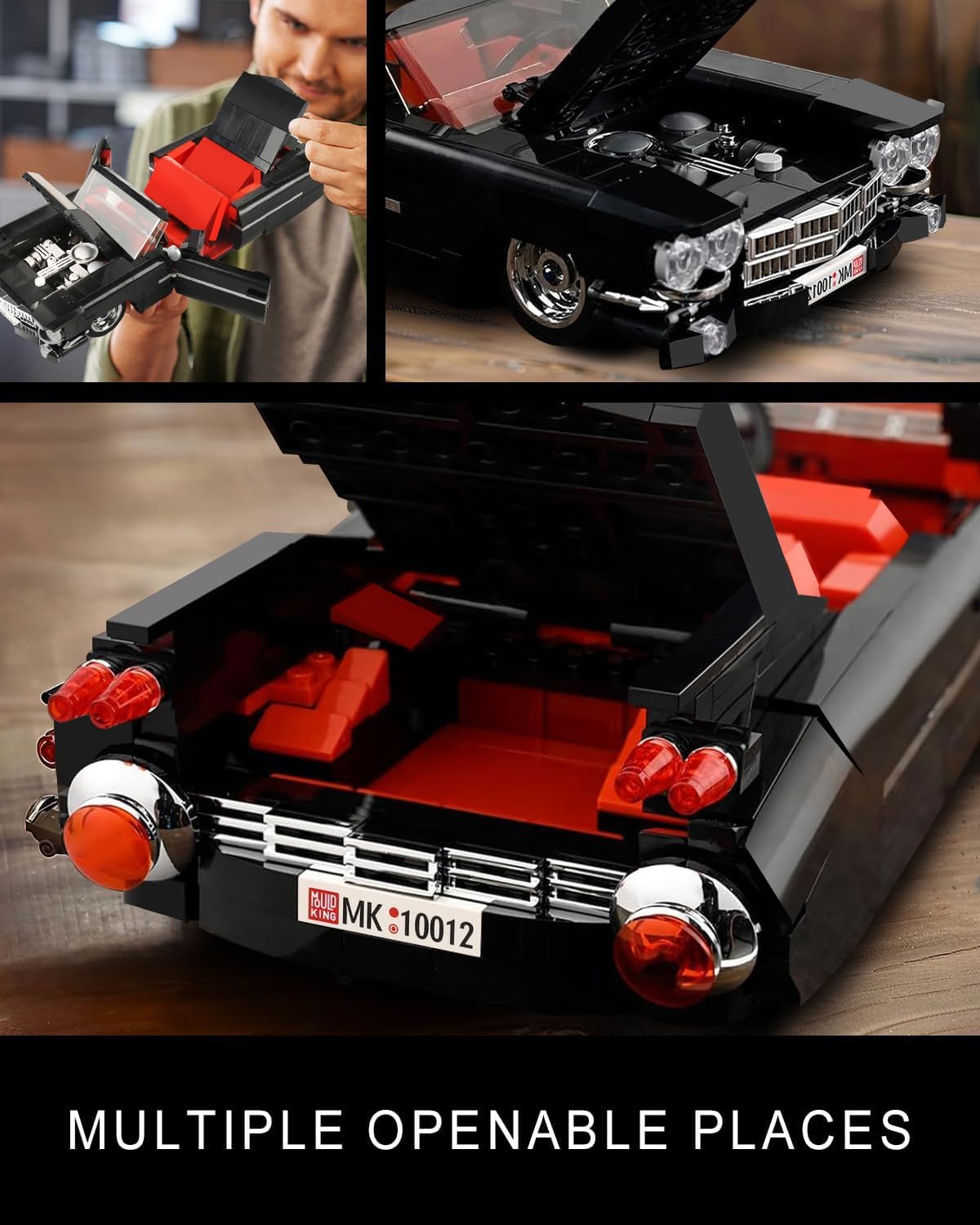 Mould King Sports Car Building Block Kits, MOC Racing Model Building Sets, Convertible Gifts for Kids Age 8+/Adults Collections Enthusiasts - 1,245