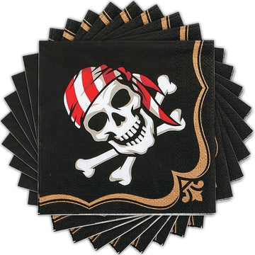 Fun Express - Pirate Beverage Napkins (16pc) for Birthday - Party Supplies - Print Tableware - Print Napkins - Birthday - 16 Pieces