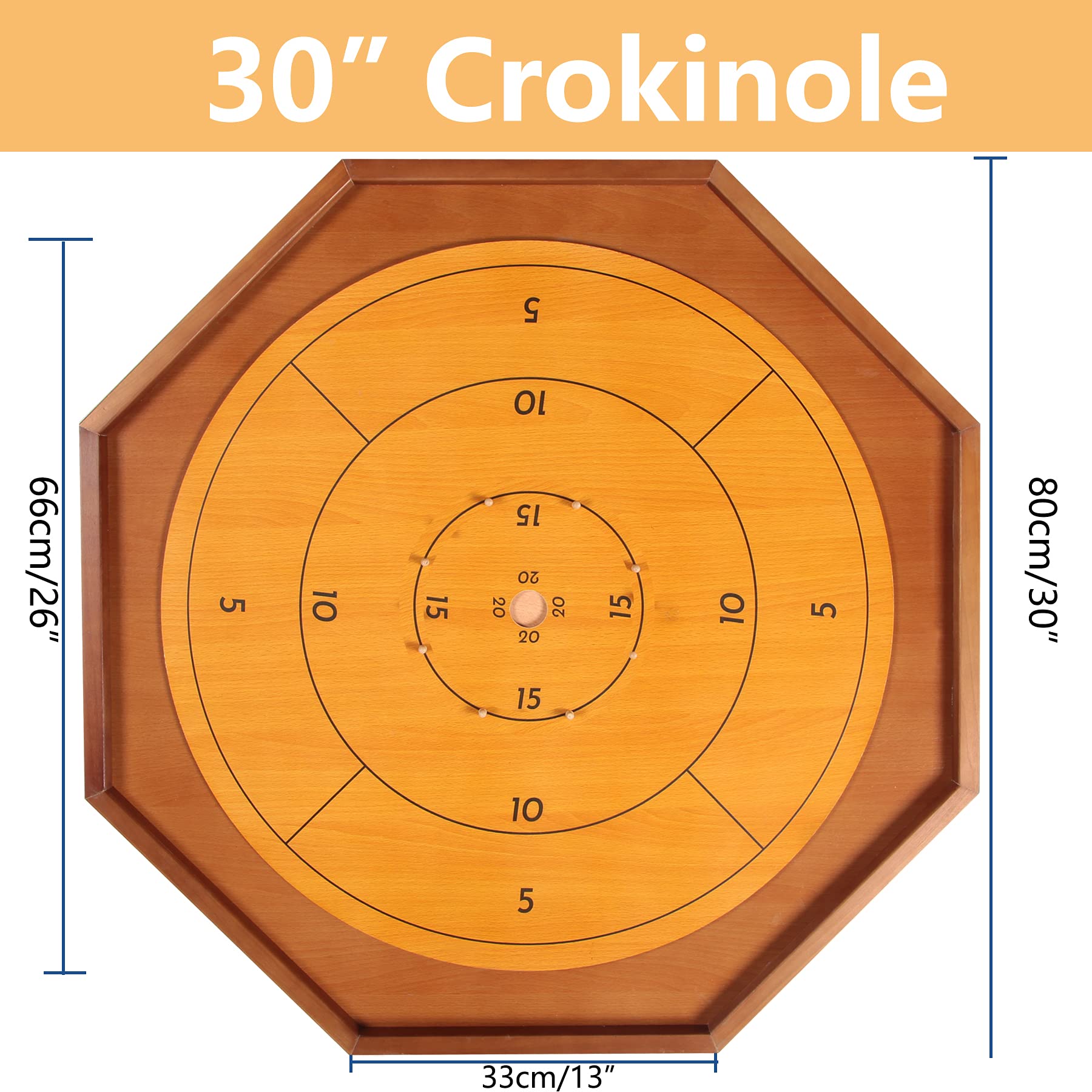 Tournament Crokinole and Checkers, 30-Inch Official Crokinole Board Game with 26" Playing Surface, Canadian Heritage Tabletop Game for Two Players