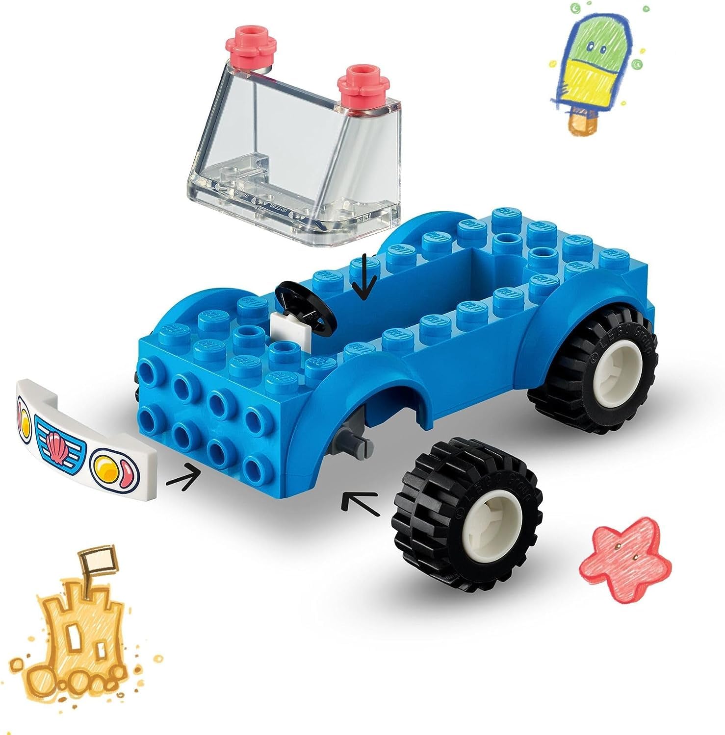 LEGO Friends Beach Buggy Fun 41725 Building Toy Set, Creative Fun for Toddlers Ages 4+, with 2 Mini-Dolls, Pet Dog and Dolphin Figures, a Beach Buggy