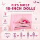 Emily Rose 18" Doll Princess Canopy Bed - White Wood with Pink Curtains