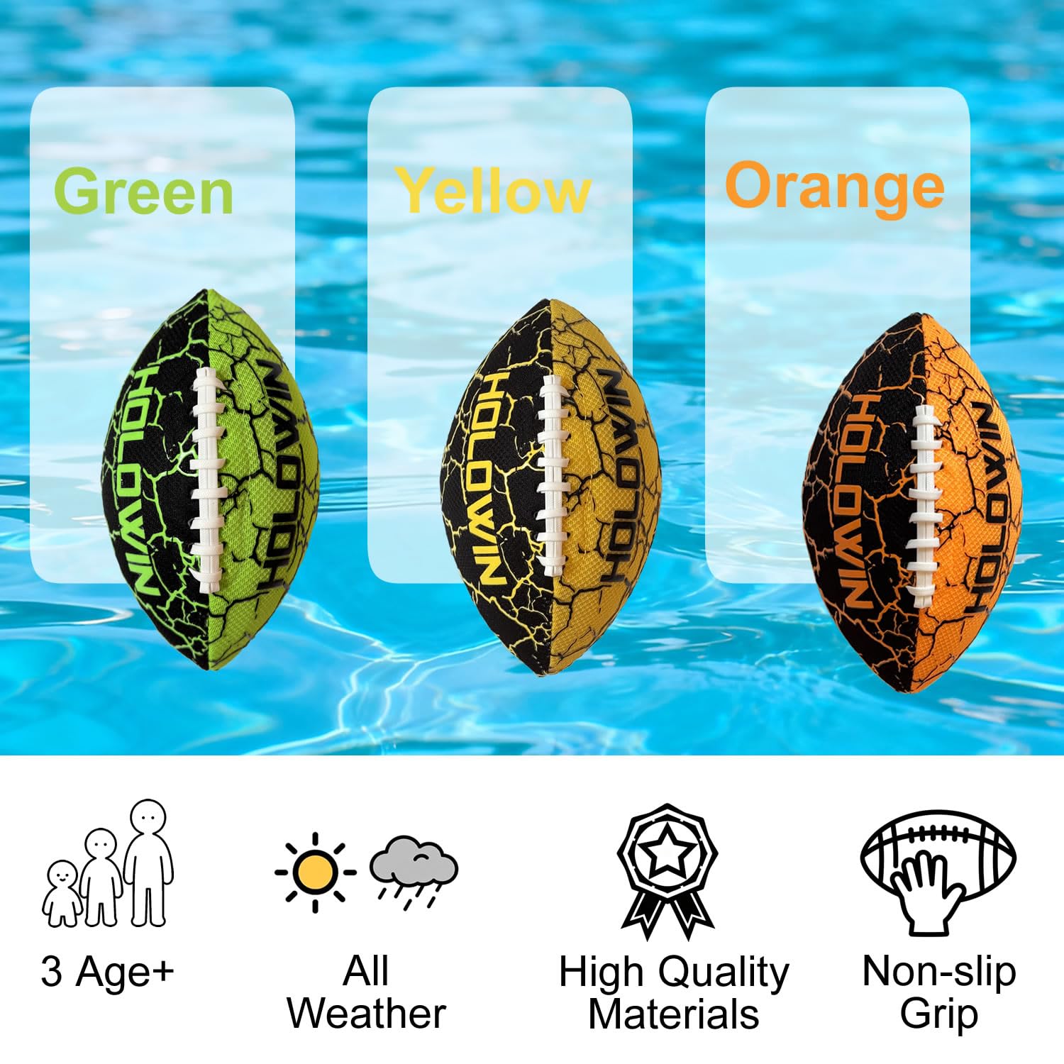 HW HOLOWIN Waterproof Footballs for Pool & Beach Outdoor for Kids & Adults