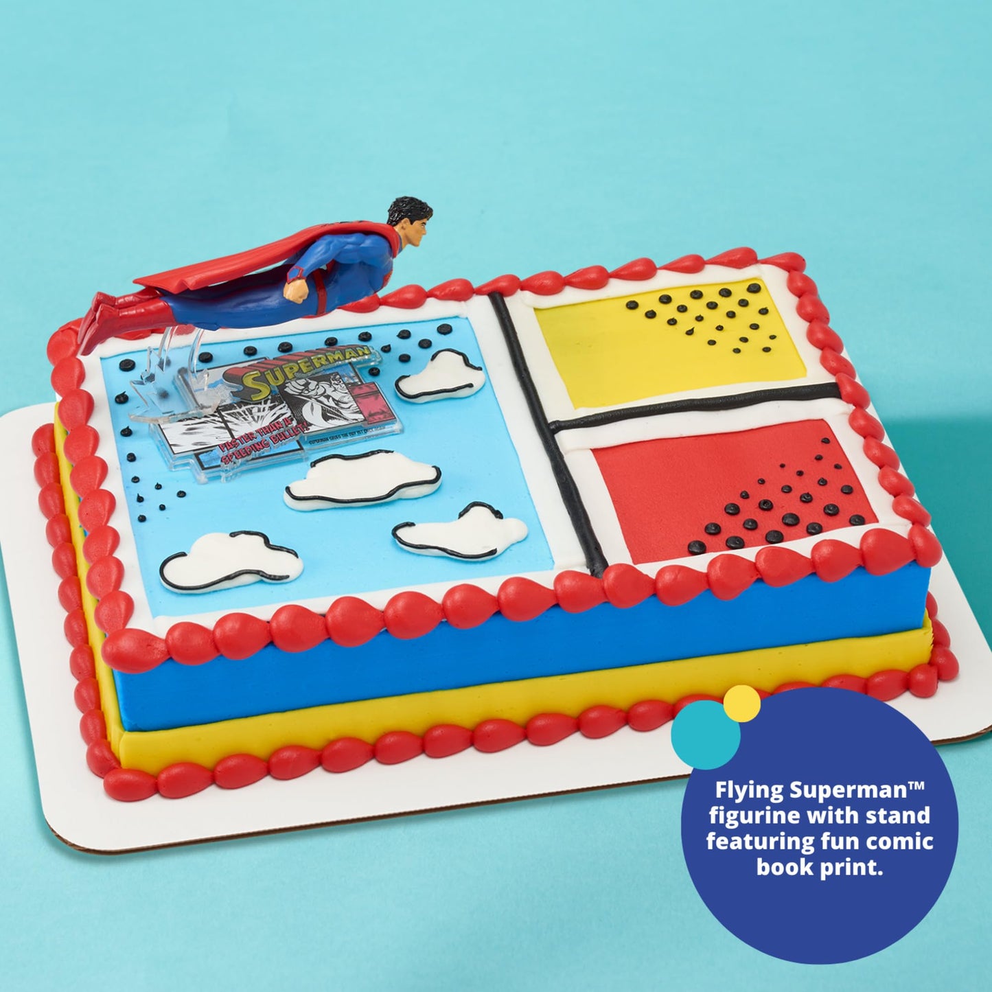 Superman Man Of Steel Cake Topper, Superhero Flying Superman Cake Decoration, Food Safe Birthday Cake Decoration