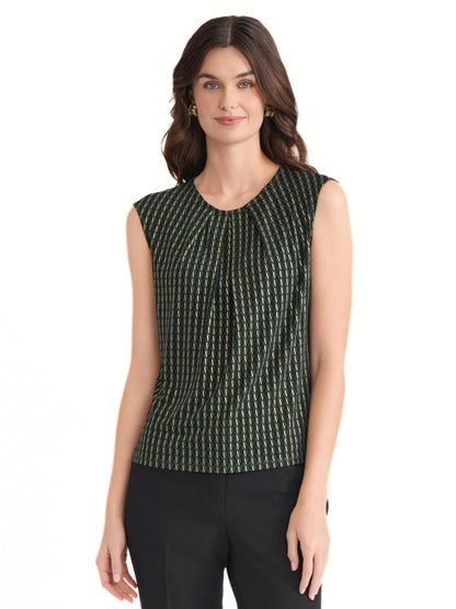 Kasper Petite Cap Sleeve Printed Foil Top