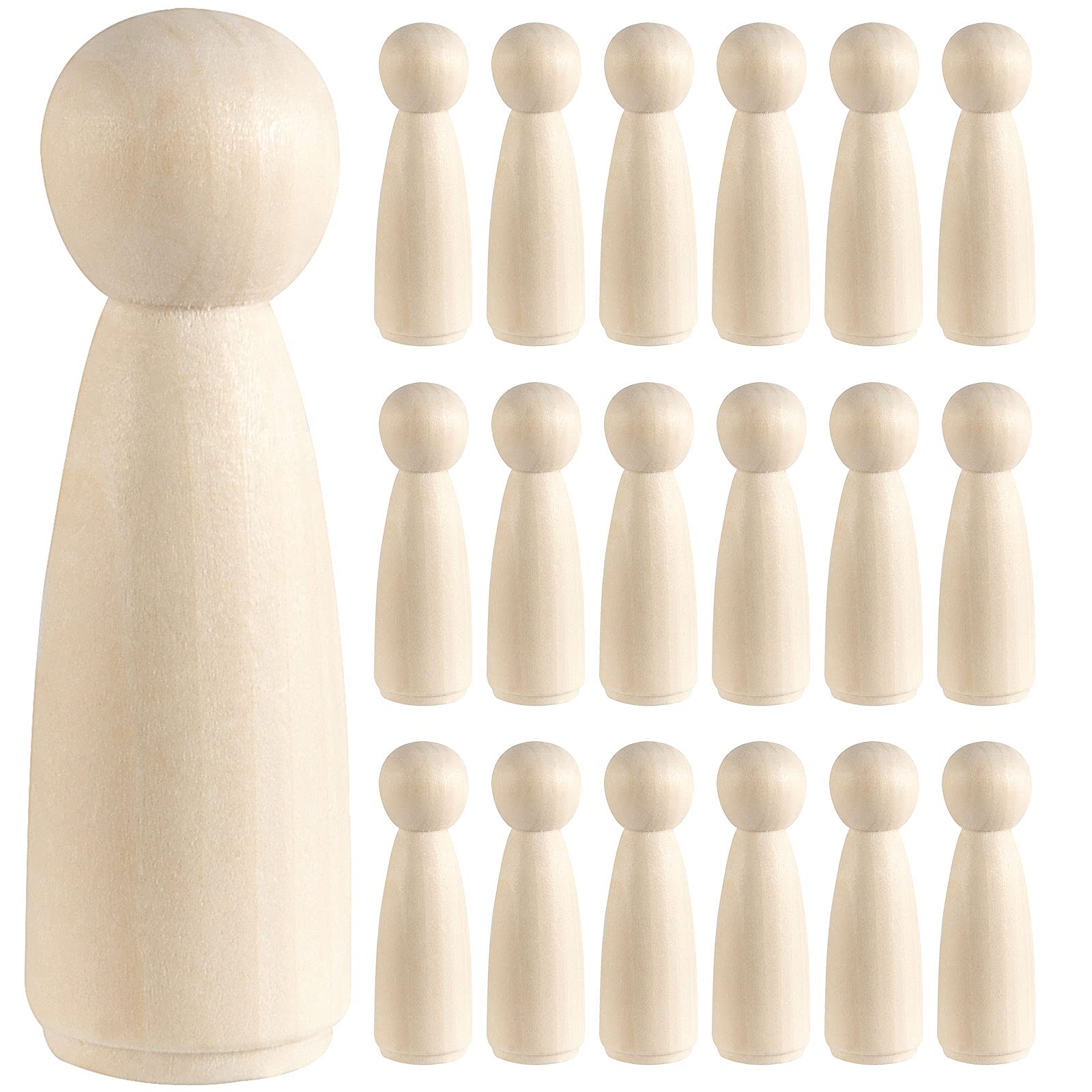 HOIGON 30 PCS 3.5 Inch Wooden Peg Dolls, 90mm Unfinished Angel Girl Wooden Peg Doll People for Crafts, Wedding, Cake Toppers, Painting, Decor